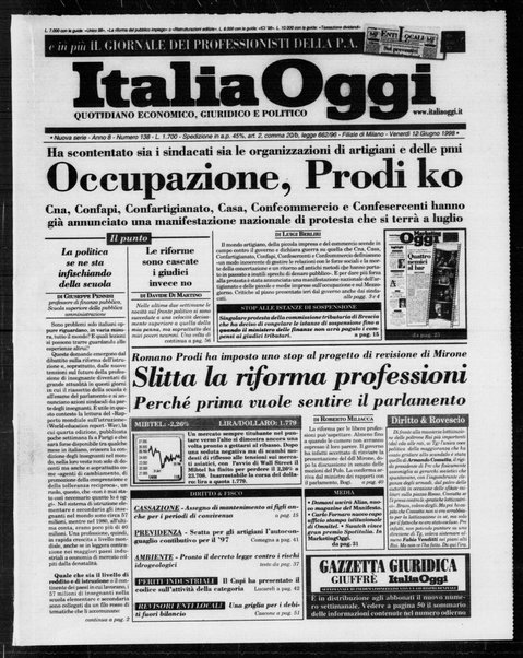 Italia oggi : quotidiano di economia finanza e politica